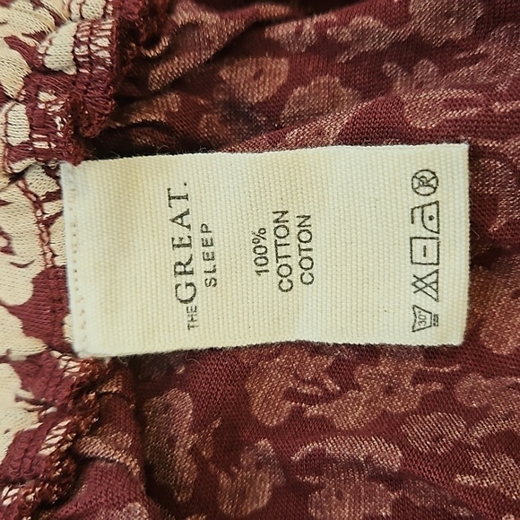 💕THE GREAT💕 The Long Sleeve Sleep Tee + Tap Short ~ Maroon Shadow Floral 0 NWT - Picture 13 of 14